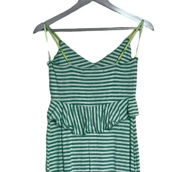 Max Studio S green & white striped ruffle top maxi‎ dress - Picture 3 of 7